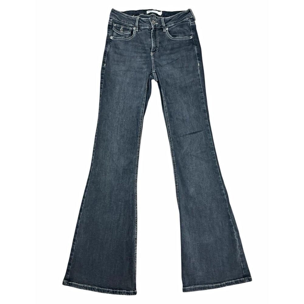 Garage Denim Black Dark Wash Low Rise Flared Jeans Size 3